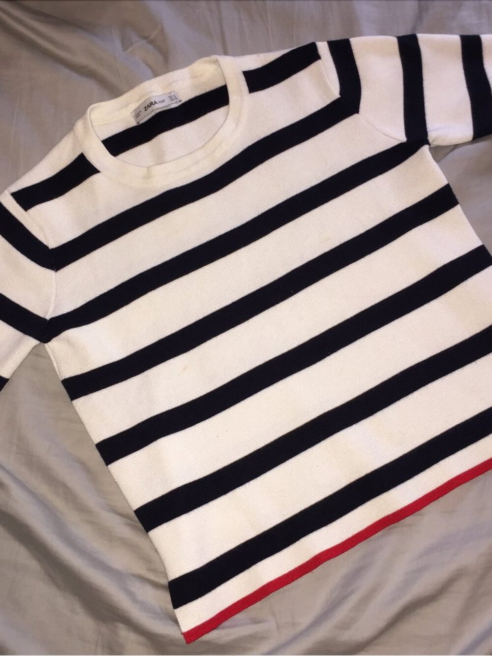 Zara Knit Striped Short Sleeve Sweater S